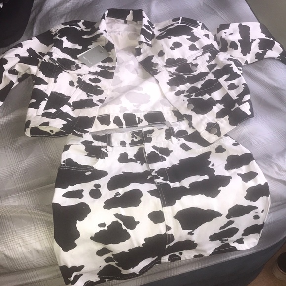 Other - Denim ASOS cow print mini skirt and jacket